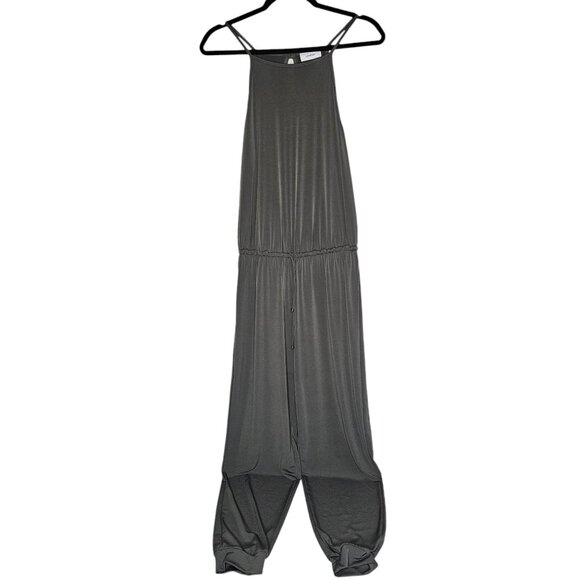 Lanston M Jumpsuit Green Halter Stretch Jersey Knit Resort Vacation Going Out - Picture 2 of 9